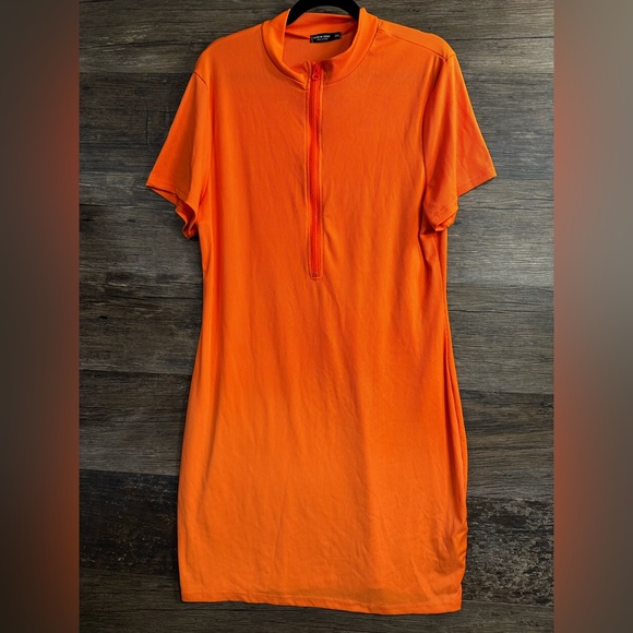SHEIN Dresses & Skirts - SHEIN Bright Orange Ribbed Mini Dress